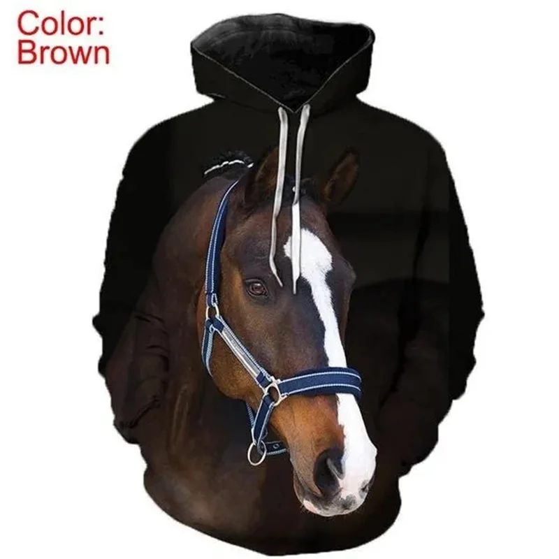 Horse Steed Animal Hoodie Men Clothing 3D Thoroughbreds Printed New in Hoodies Women Harajuku Fashion y2k Pullovers Hooded Hoody