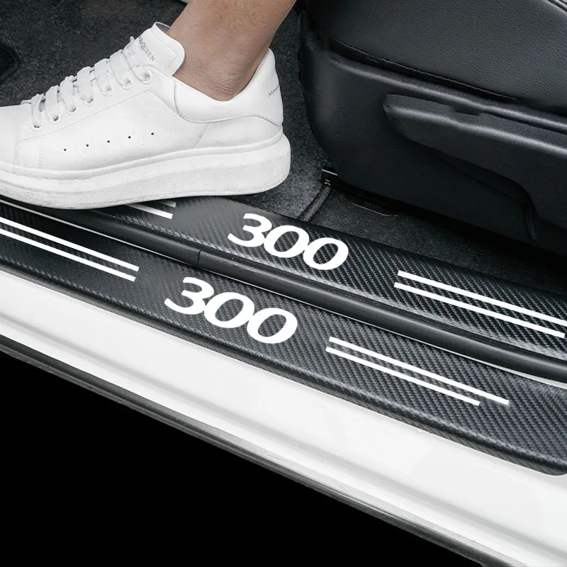 

Carbon Fiber Car Sticker Protector Strip Auto Door Sill Welcome pedal Anti Scratch Waterproof For Chrysler 300 Car Accessories