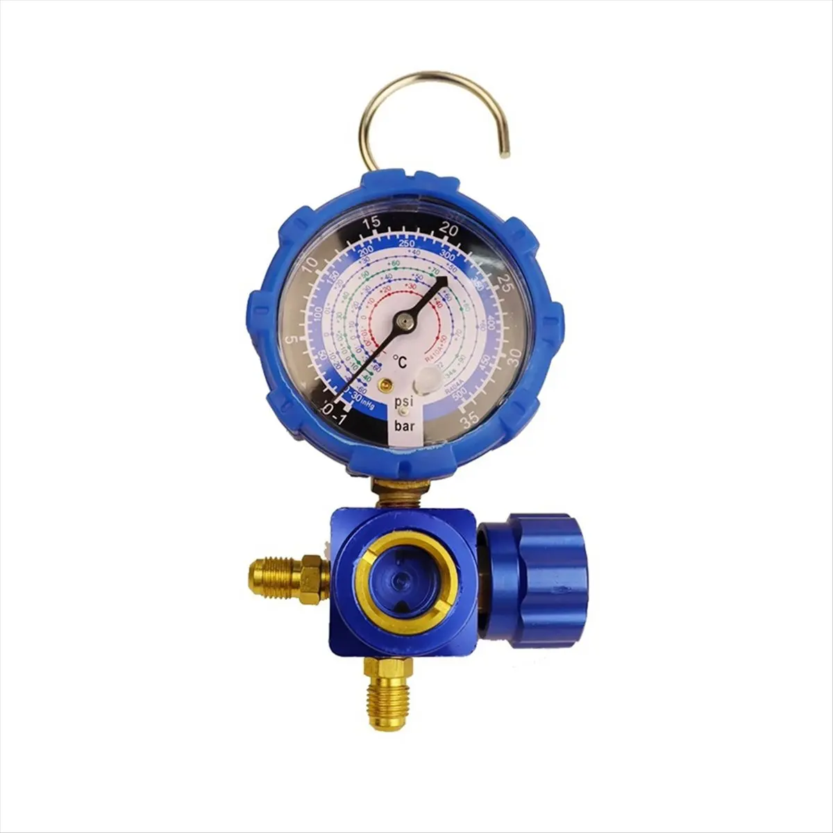 DT56 Air Condition Gauge for R410A R22 R134A R404A Refrigerants Manifold Gauge Manometer Valve with Visual Mirror 500Psi Blue