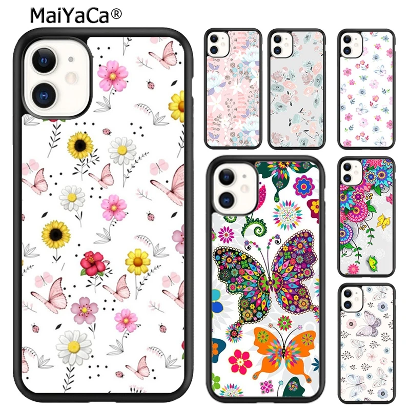 MaiYaCa BUTTERFLY FLORAL PATTERN COLLECTION Phone Case For iPhone 16 15 SE2020 6 7 8 plus 11 12 mini 13 14 pro max  coque