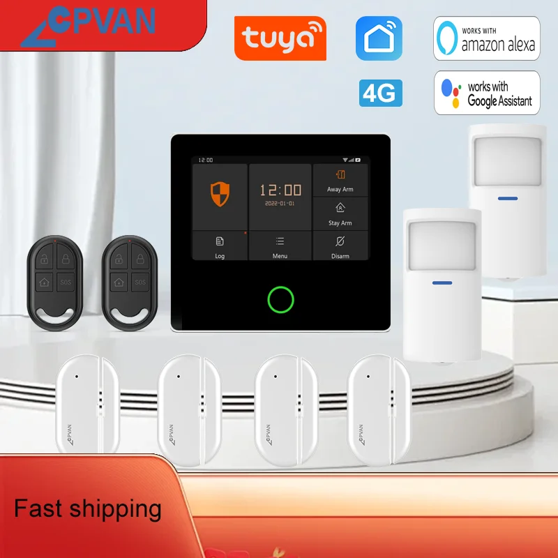 CPVAN Tuya Smart Home Security System Wireless WIFI 4G Home burglar Security Protection Alarm with Motion detector door sensor