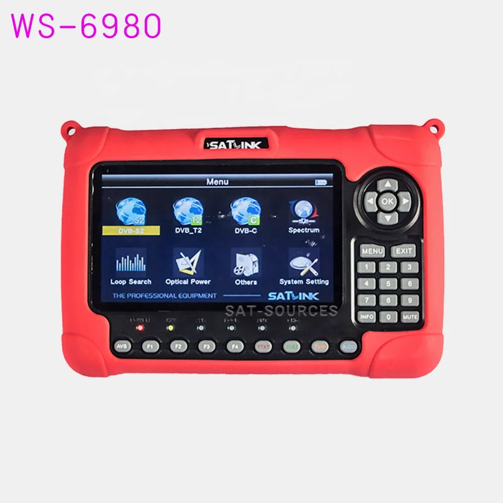 Satlink WS-6980 H.265 Combo Satellite Finder Meter DVB-S2 DVB-T2 DVB-C 7 inch LCD screen Spectrum Analyzer MEPG4 Sat Finder