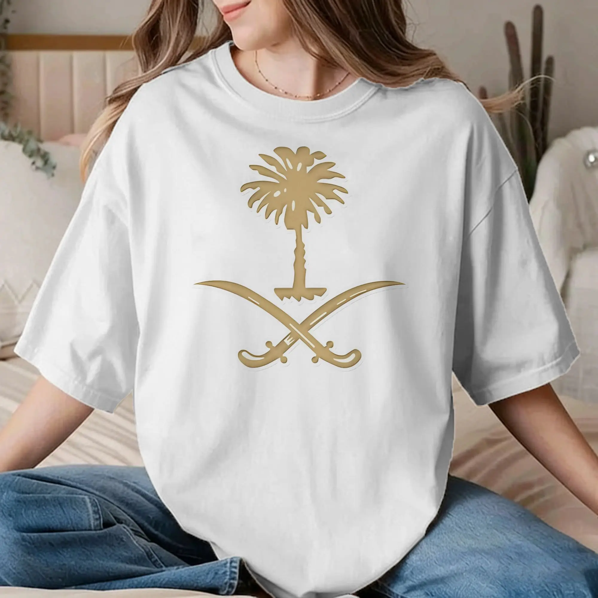 Men Women's Saudi Arabia logo  T Shirt  100% Cotton Clothes Humorous Short Sleeve Crew Neck Tees Original T-Shirt