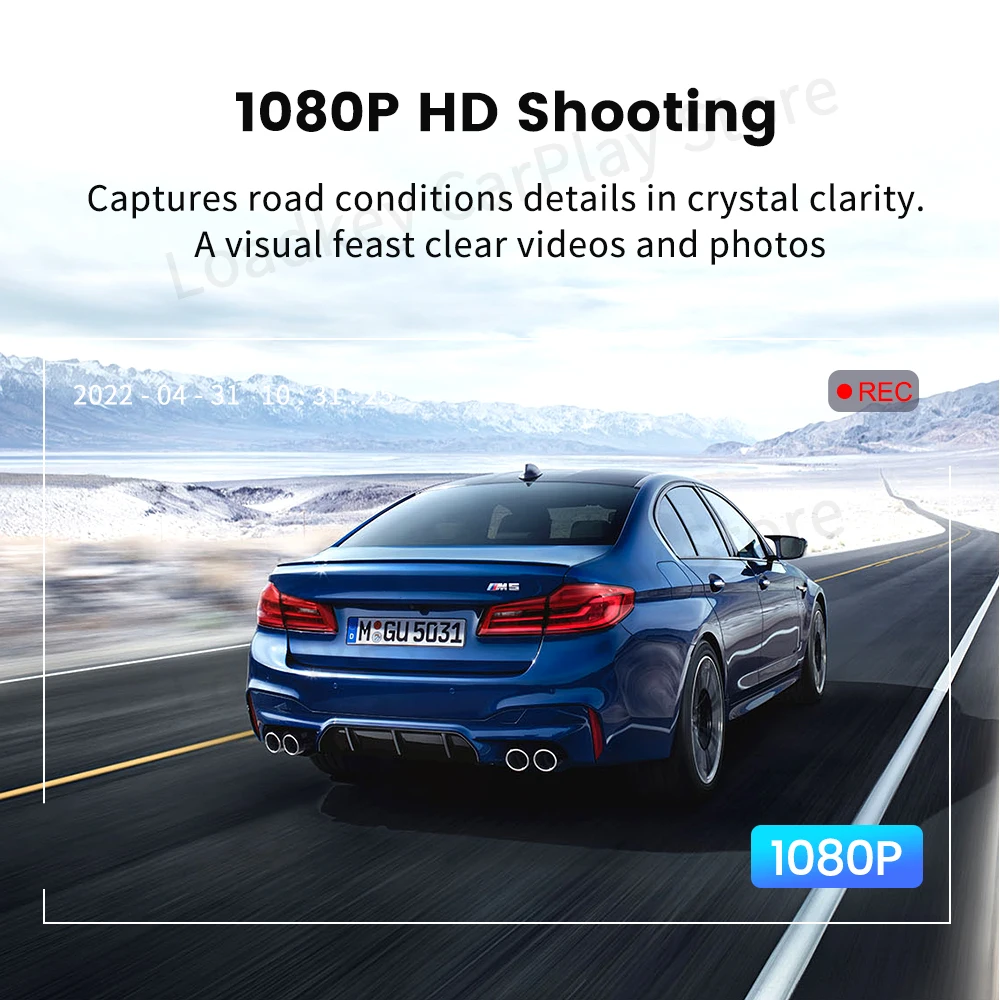 CarPlay Ai Dash CAM กล้องติดรถยนต์ไร้สายระบบแอนดรอยด์ DVR 1080P HD GPS สำหรับ Netflix ทีวีแอนดรอยด์กล่องบันทึก Qualcomm 4 + 64G