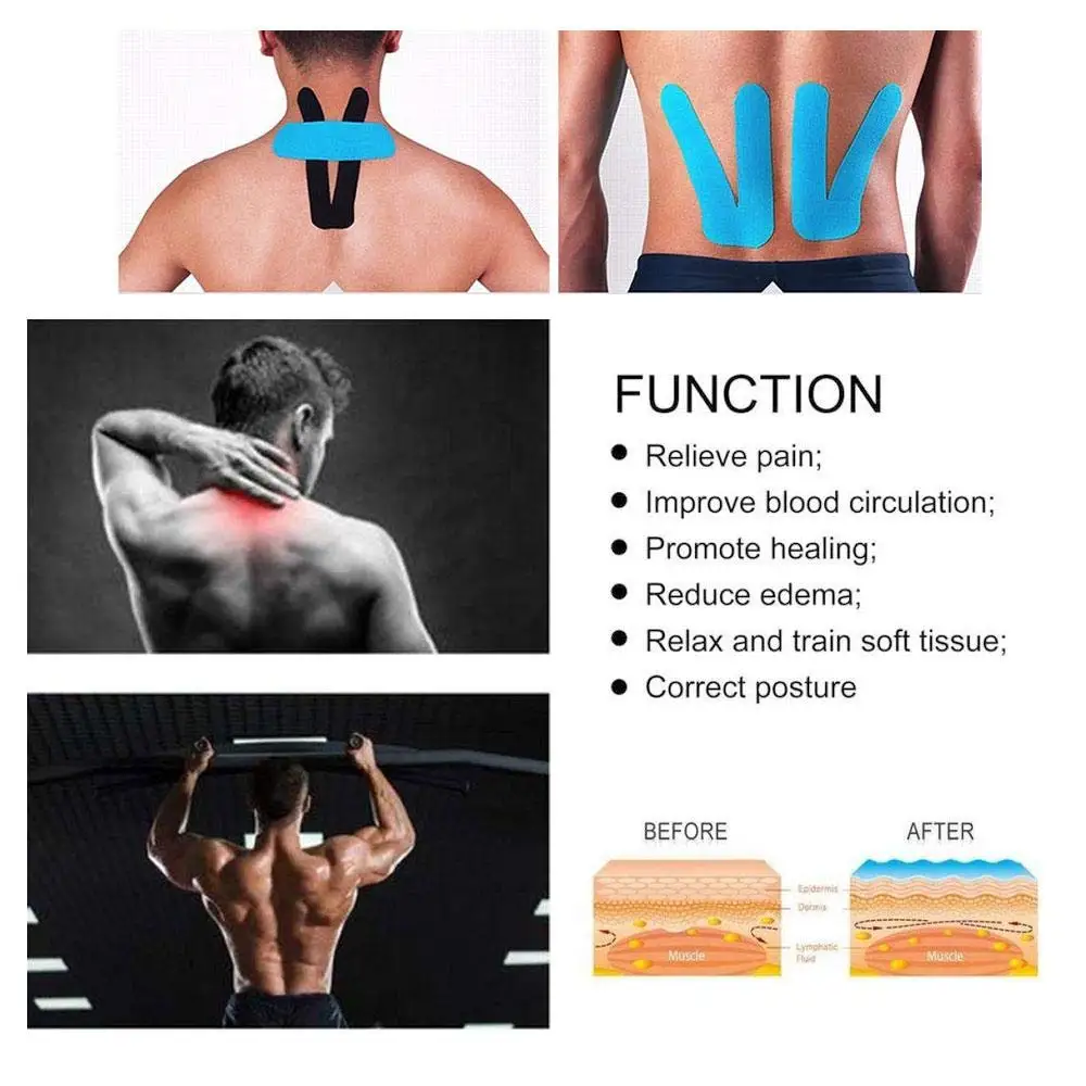 6 Pack Kinesiology Tape 10cm x 5m Waterproof Latex Free Athletic Tape for Pain Relief Muscle & Joint Support Injury Recovery