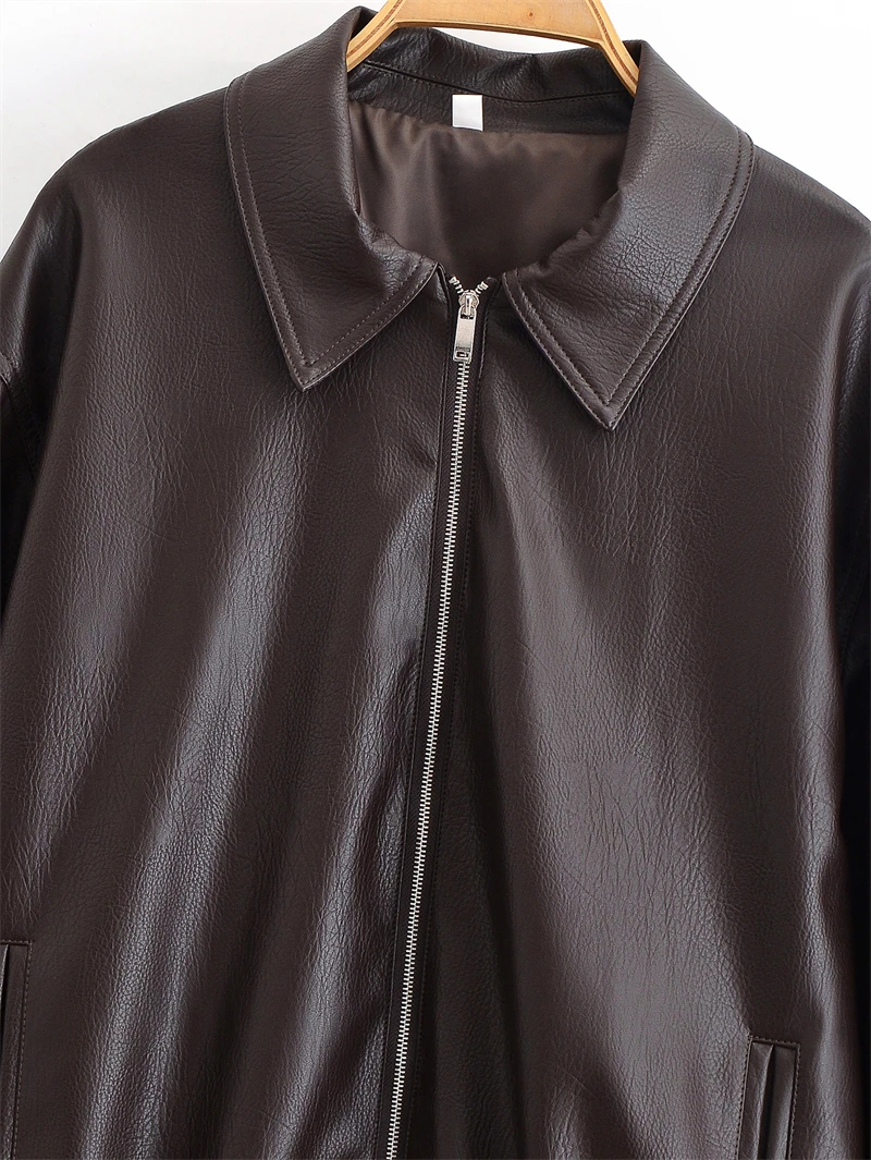 Veste en simili cuir pour femme, nouvelle mode automne-hiver 2021, veste en simili cuir pour femmes, vêtements décontractés et chics pour dames