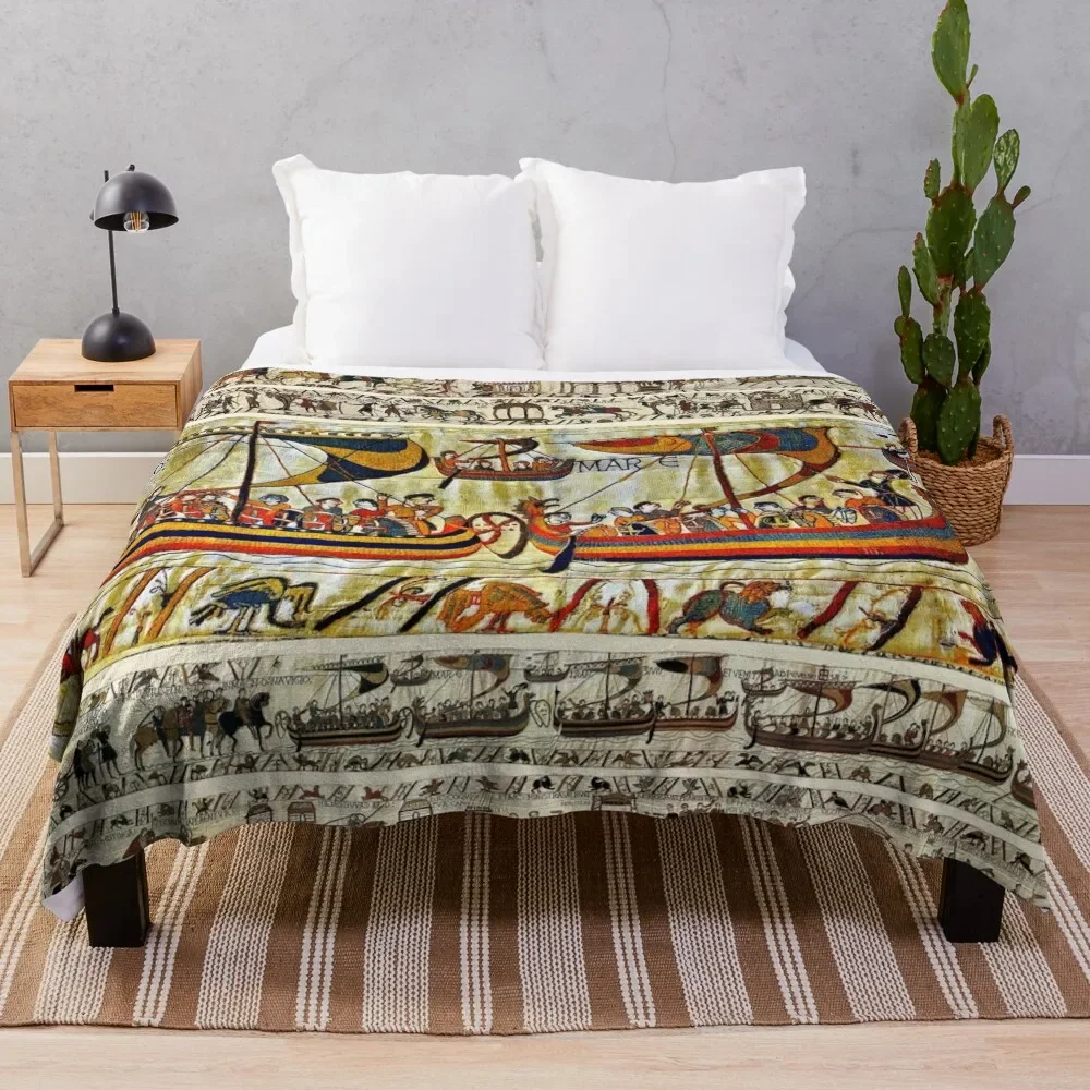

THE BAYEUX TAPESTRY ,VIKING SHIPS Throw Blanket Multi Purpose Soft Warm Blanket for Home Travel