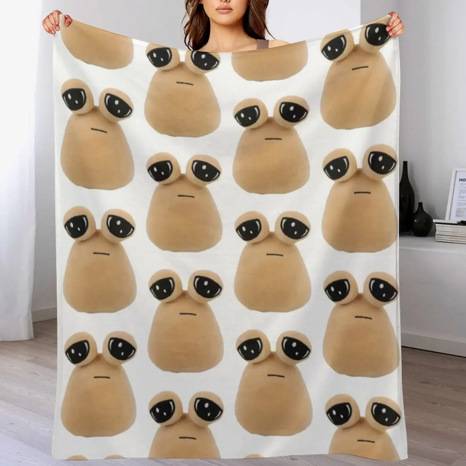 

Pou Plush Throw Blanket For Sofa Thin decorative Custom Luxury Brand Blankets Blankets For Sofas Hairys Stuffeds Blankets
