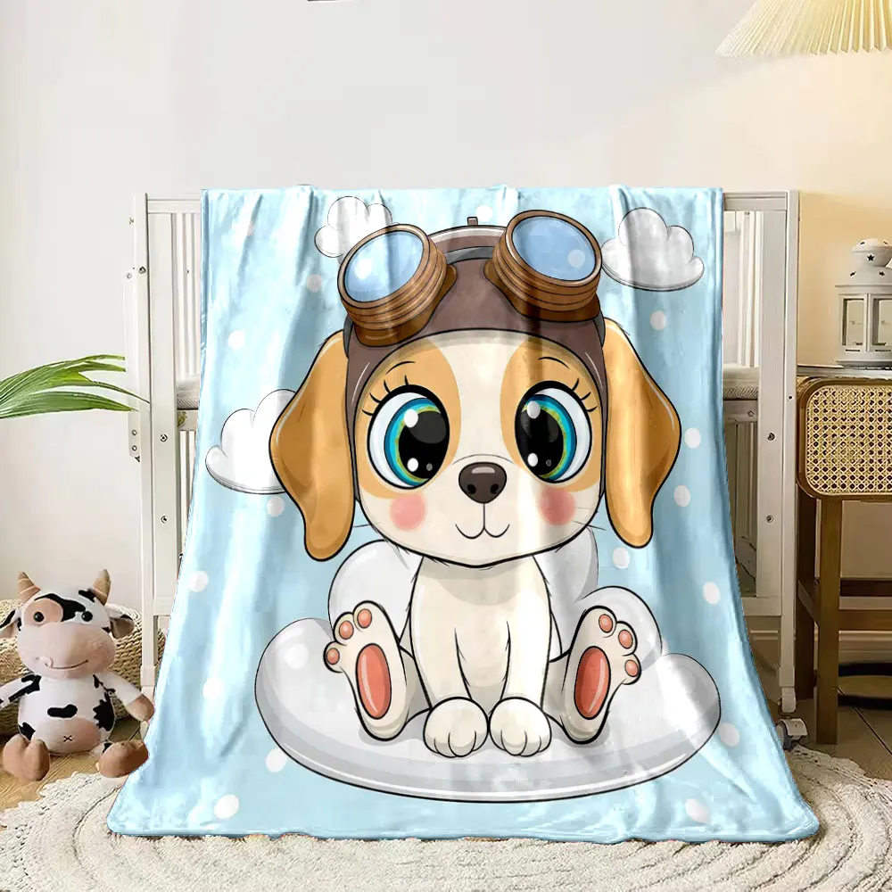 Cartoon animals wearing flight goggles Print Warm Comfortable Blanket Home Travel Campings for Adults Kids Multi-size Options