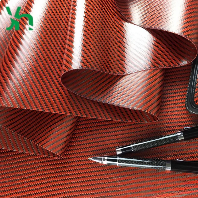 جلد من ألياف الكربون باللون الأحمر والأسود - نسيج قطني طويل 3K 200gsm مع تباين الألوان الديناميكي للسلع الداخلية والرياضية #6