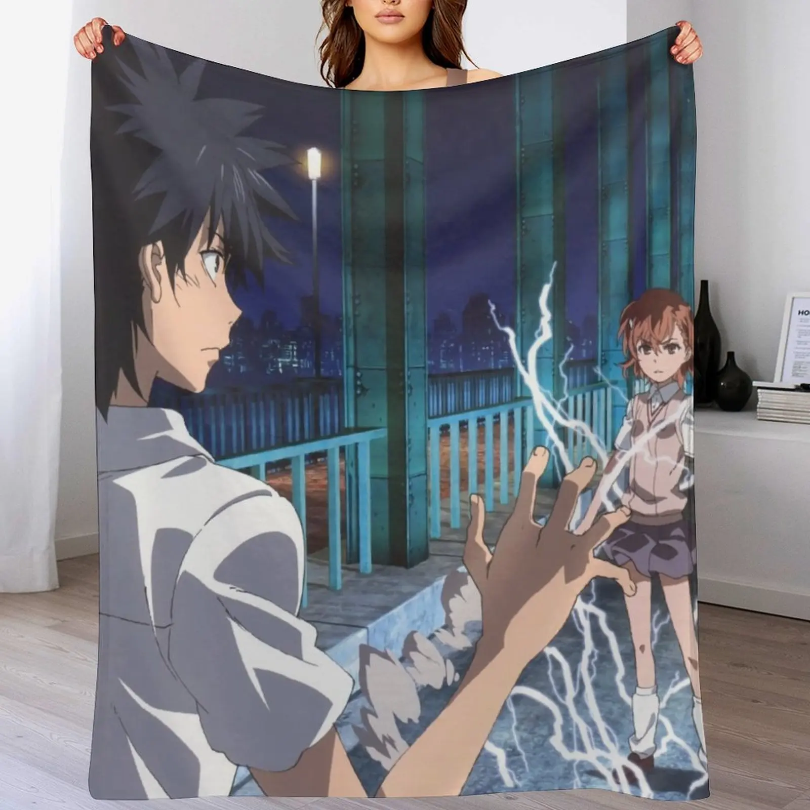 Toaru Series - Misaka Mikoto & Kamijou Touma Throw Blanket Decorative Sofas Loose Blankets