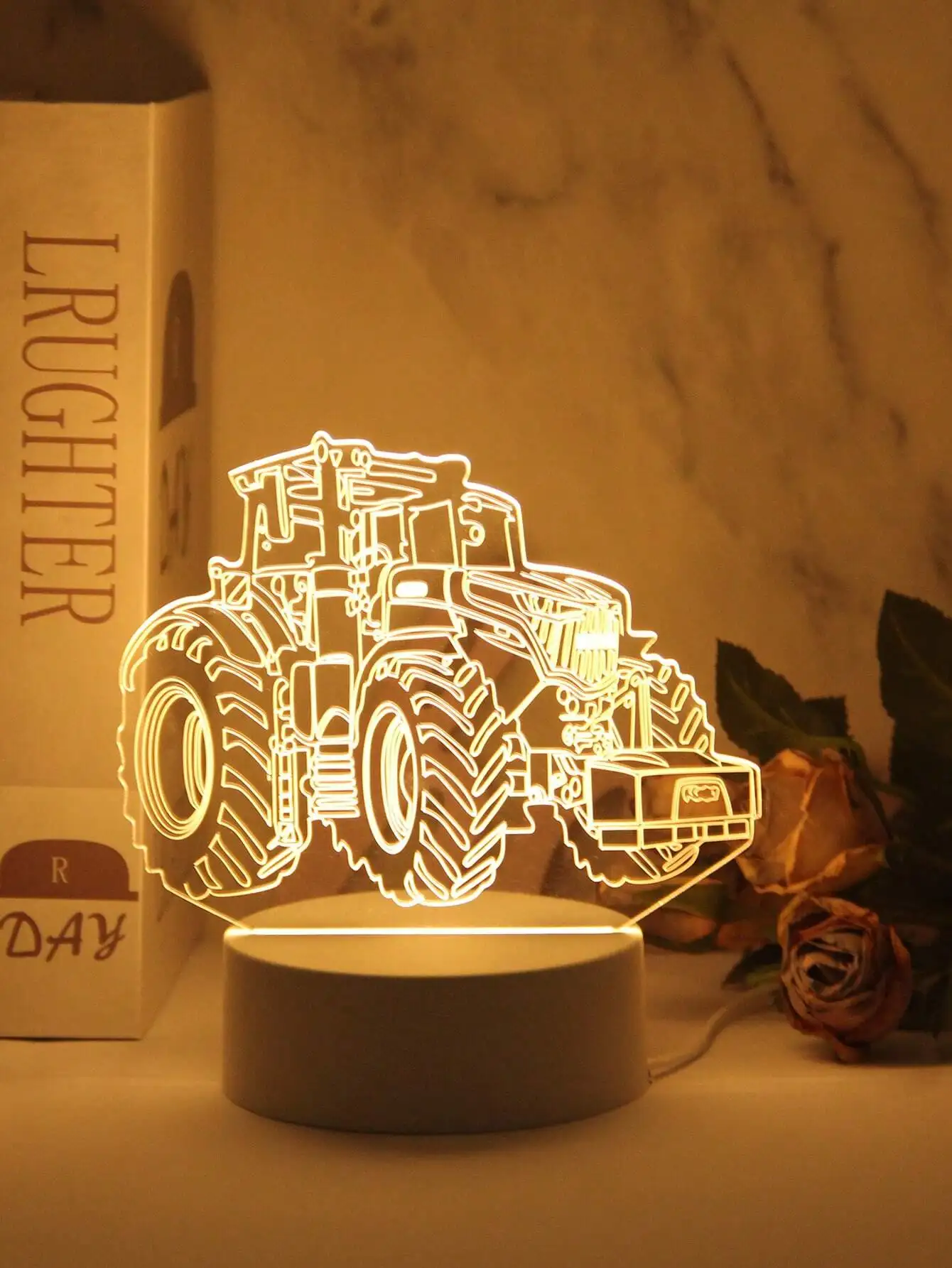 1 قطعة USB 3D رافعة شوكية لودر أطفال بالريموت كنترول ضوء الليل الإبداعي