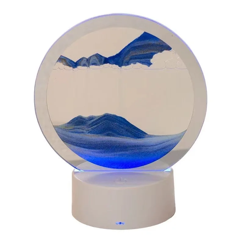 Desktop quicksand painting ornaments dynamic hourglass lamp, 3d nightlight creative decompression table lamp bedroom bedside.