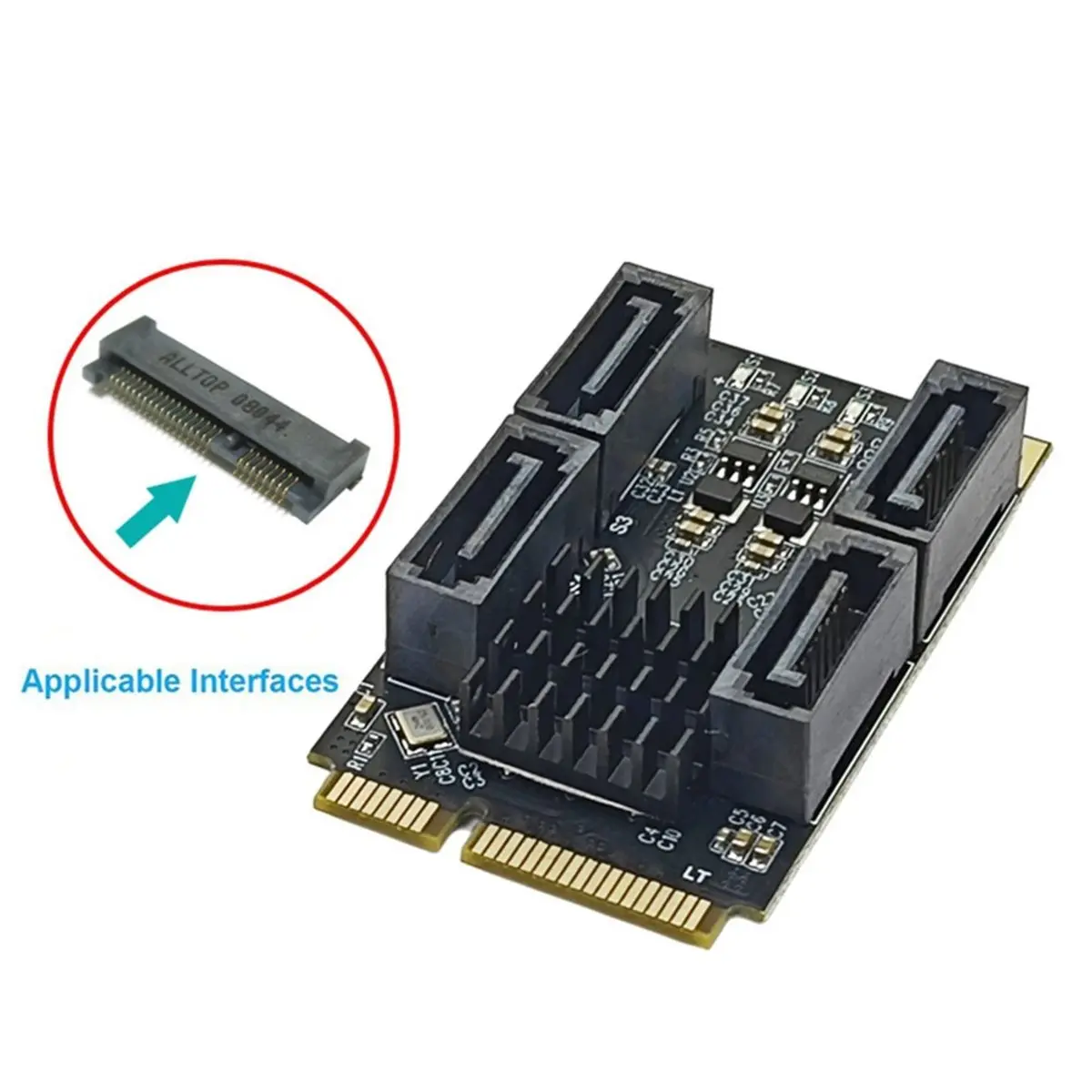 Mini PCI-E to 4-Port SATA 3.0 Expansion Card Marvell 88SE9215 Controller Mini PCIe to SATA3.0 6Gbps SSD Adapter