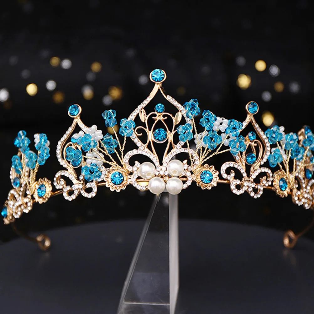 

Princess Hair Accessories Tiara Headdress Blue Metal Kids Tiaras Durable Practical Girl Crown Little Girl Crown Party Daily