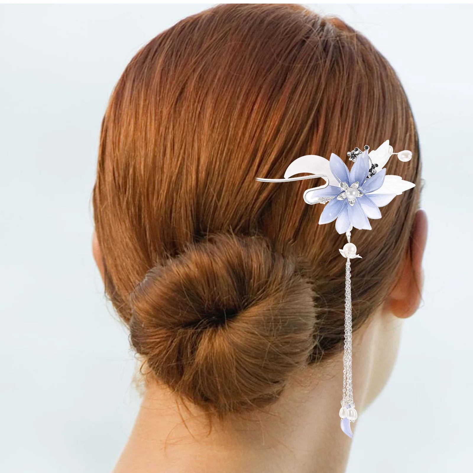 

Chinese Style Pearl Flower Hair Stick Tassel Decorative Hair Chopstick for Women Daily Party Dating Accessories