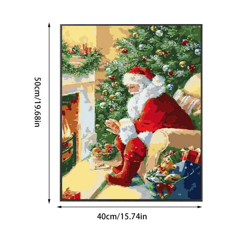 Oil Painting Paint By Number Kit Christmas Canvas Hand Drawing Arts Craft 15.75x19.69 Inches Christmas Paint By Numbers Kits For