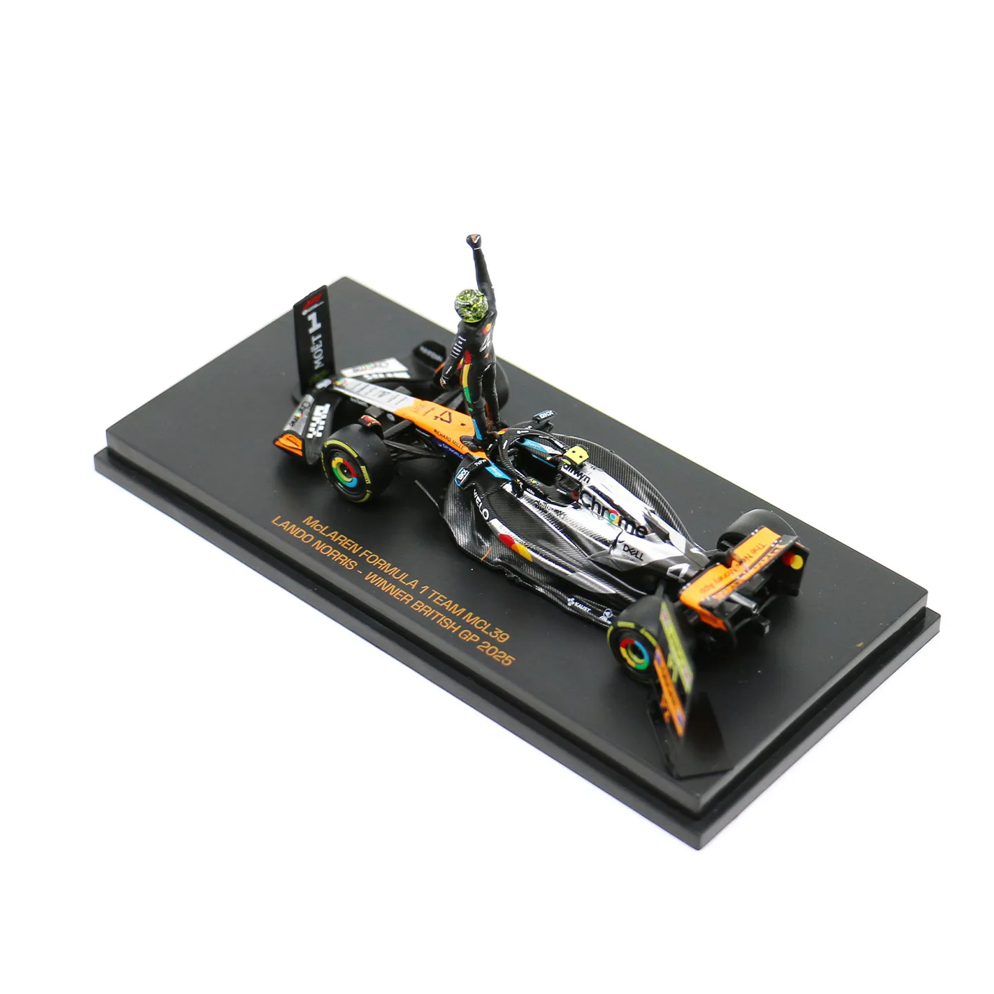 Minichamps 1/64 McLaren MCL39 Diecast Car Model Lando Norris 2025 British GP Winner Chrome Livery F1 Cars with Driver Figurine
