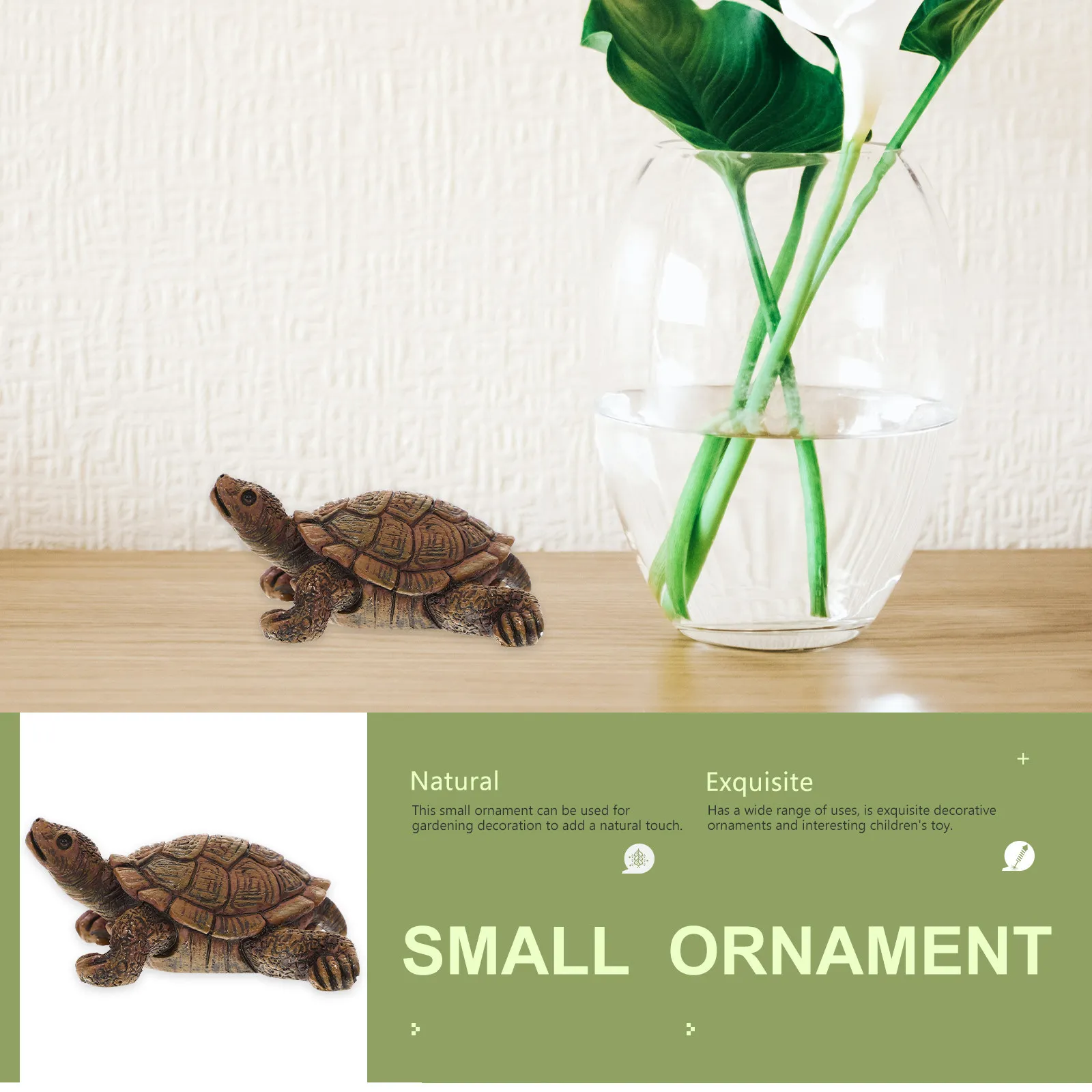 Realistic Resin Turtle Statue Mini Tortoise Decoration for Tabletop Desk Shelf Office Car Interior Garden Landscape Decor Sweet