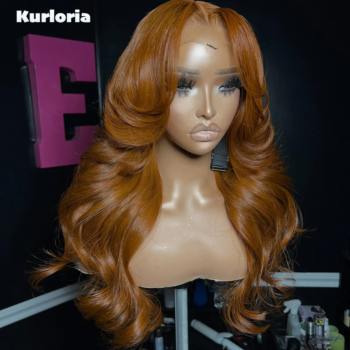 100 Human Hair Orange 450 Density 13x4 13x6 HD Transparent Lace Drawstring Glueless Wig Body Wave Preplucked Ready to Wear Wig