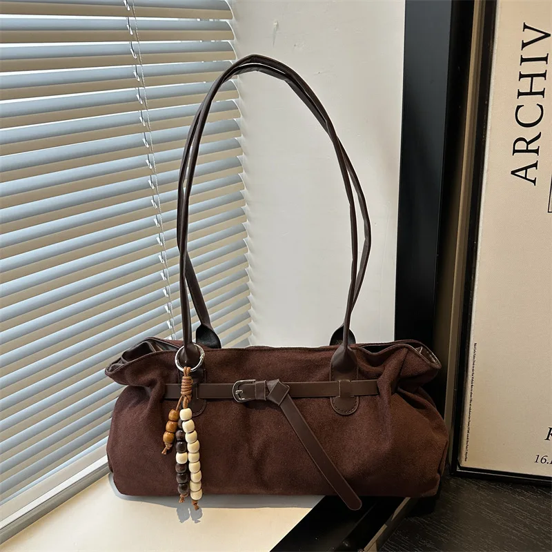 

Корейская нишевая женская сумка в стиле ретро, осень 2021, новый стиль, большая вместительная простая сумка через плечо, подмышки