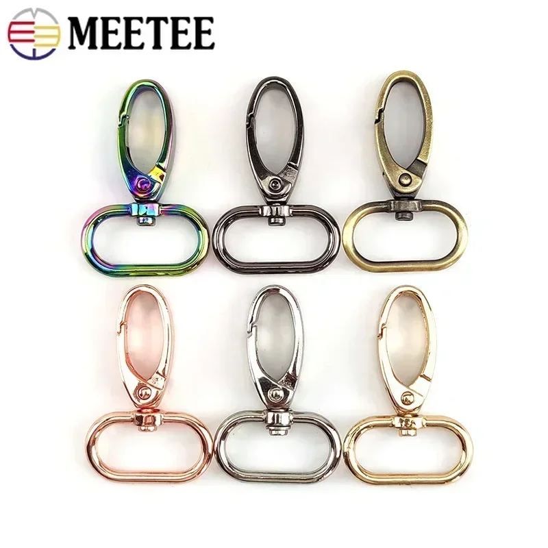 Meetee – boucle de sac à crochet pivotant en métal, 10 pièces, 16-38mm, fermoir à homard, bricolage, crochets à pression, porte-clés, boucles à