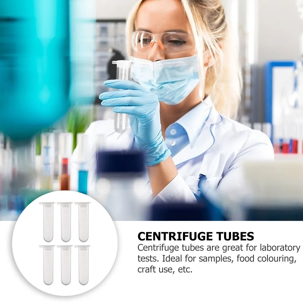 

50pcs Tubes Transparent Plastic 50ml Conical Lab Test Vials Rack Scientific Cover High Transparency Sealed Caps