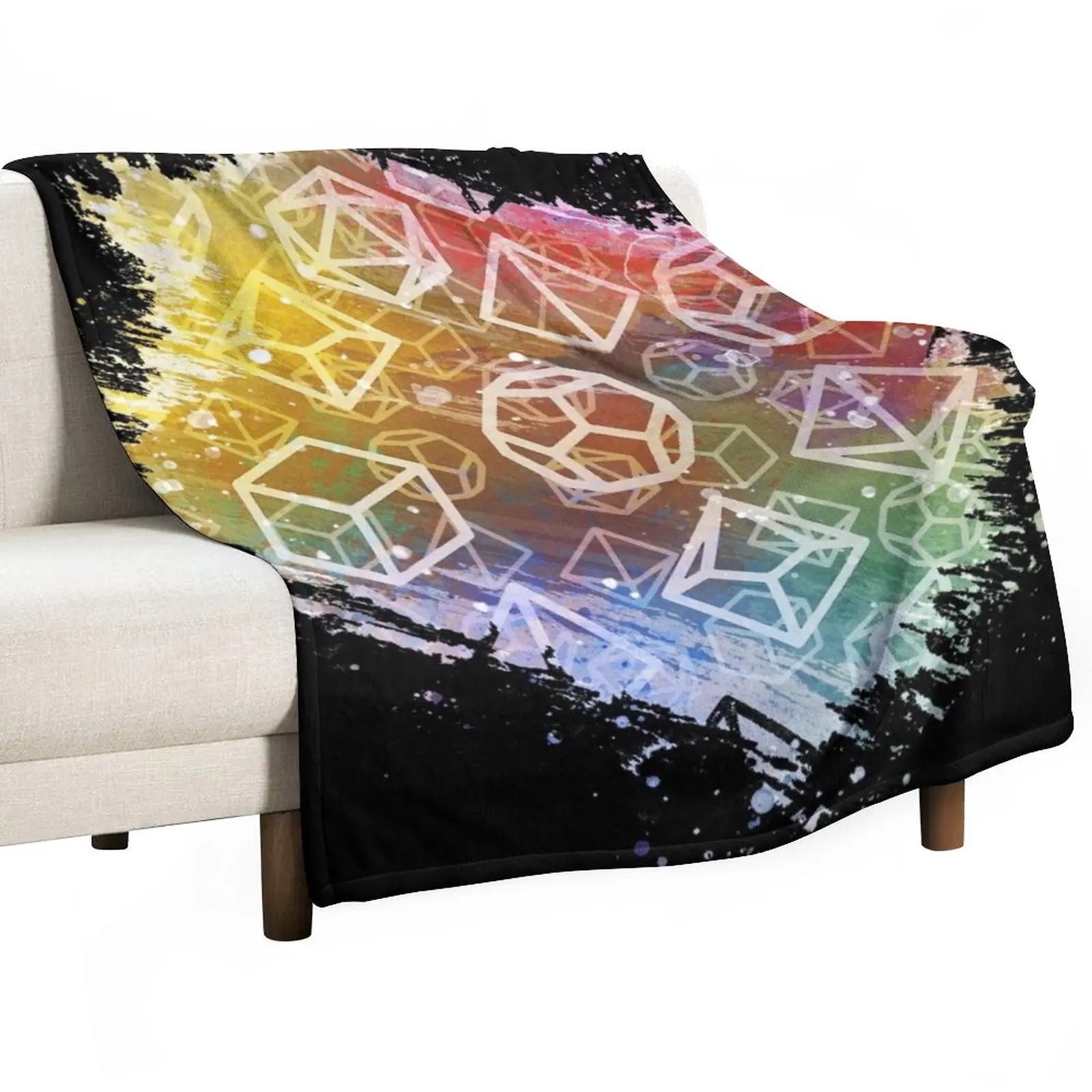 

D20 Dice: Watercolor Rainbow Throw Blanket Bed covers Sleeping Bag Blanket Decorative Blankets