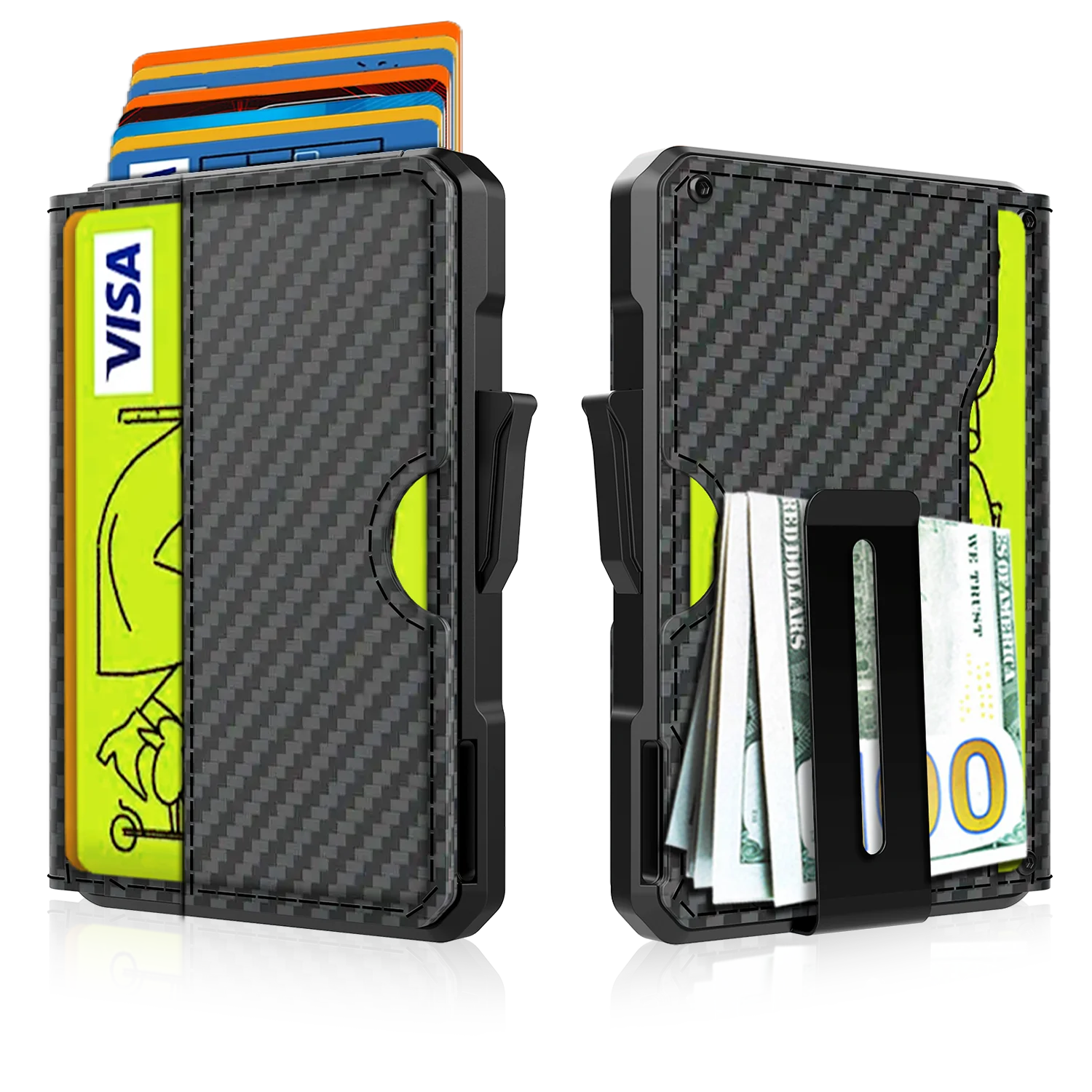 Men's RFID Bifold Wallet with Money Clip - Slim Leather 12 Card Slots + ID Window, Anti-Theft Minimalist Credit Card Holder