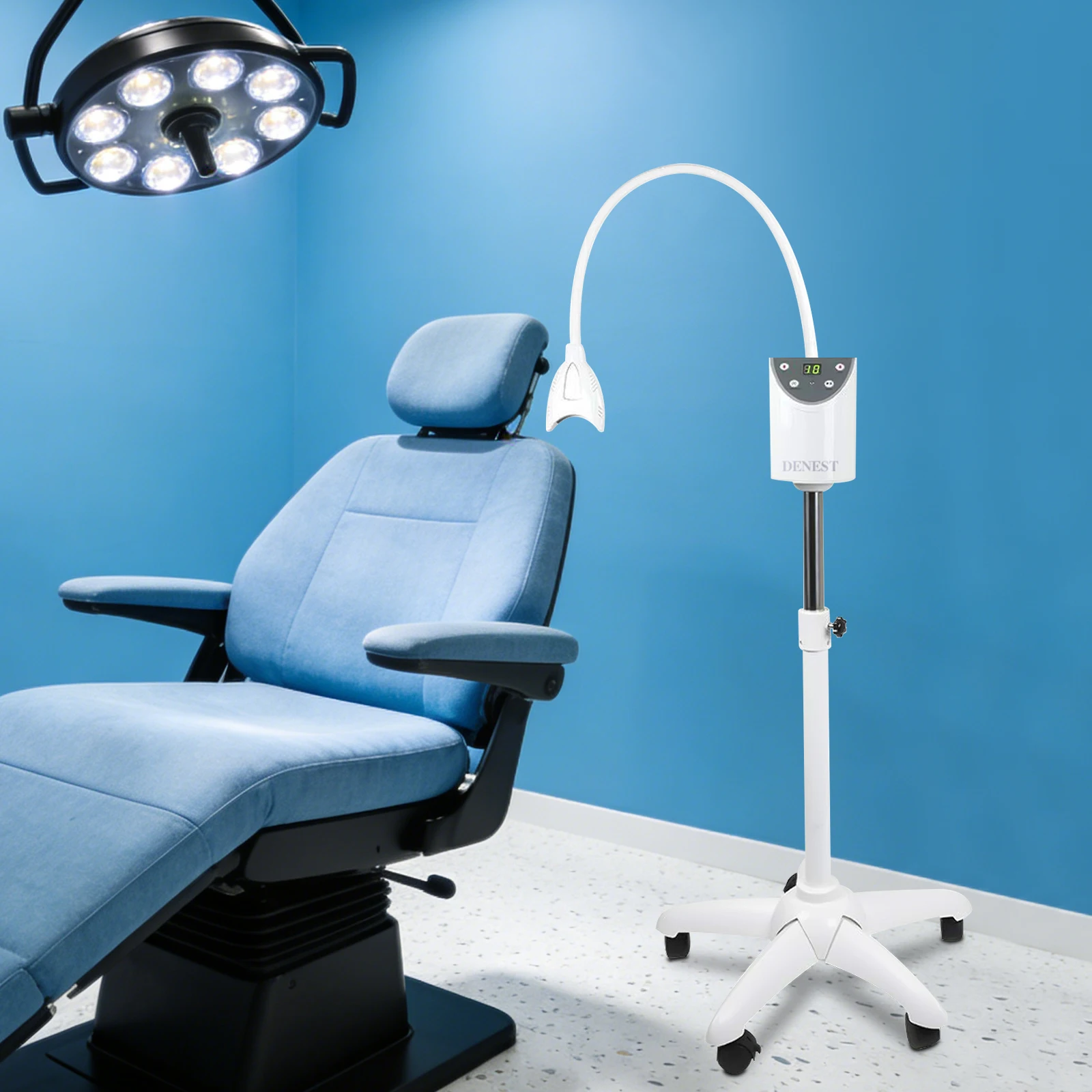 Dental Teeth Whitening Machine Adjustable Height Stand Teeth-whitening Light Remote & Panel Dual Control 5-30min Timer for Beauty Salon/Dental Clinic/Household Teeth Bleaching