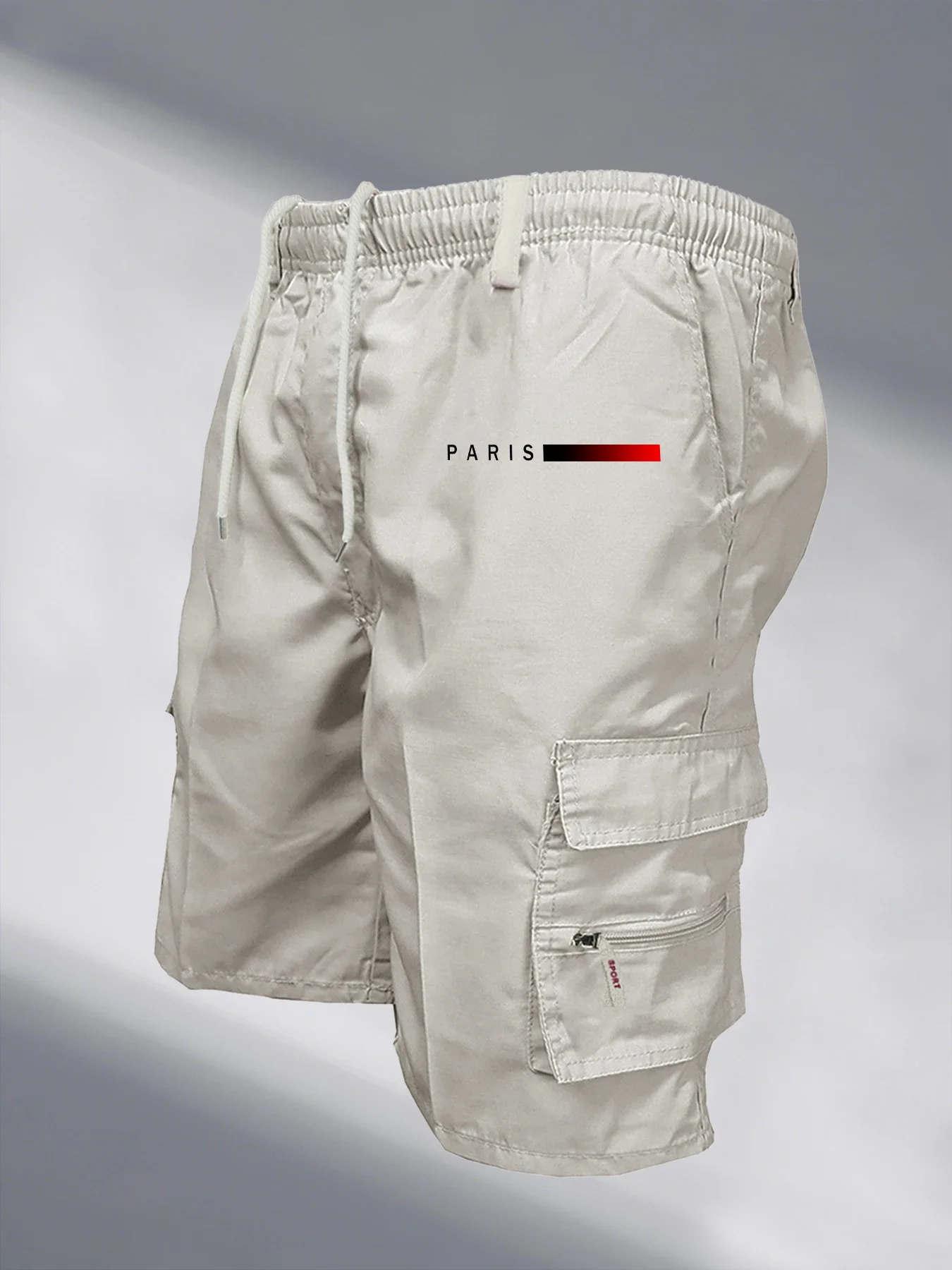 Herren Taktische Cargo-Shorts mit Elastischem Bund, Outdoor-Arbeit, Lässiges Jogging, Lockerer Street-Style