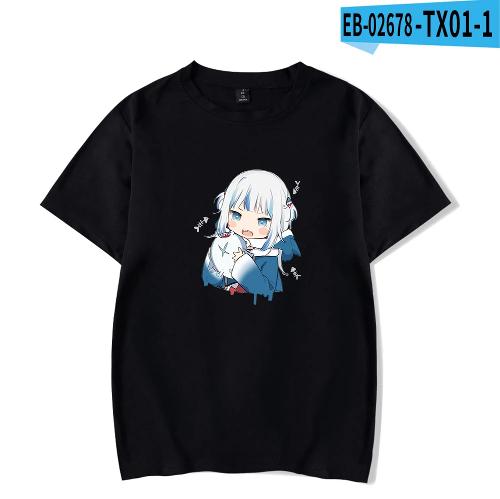 VTuber Gawr gura Printing T-shirt Summer Fashion Round Neck Short Sleeve Popular Japanese Streetwear Plus Size