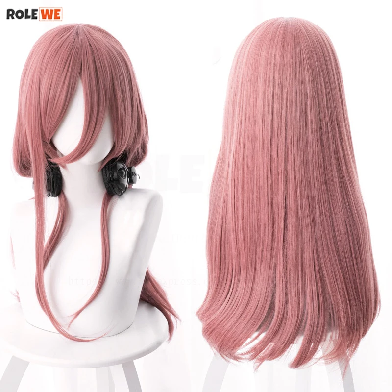 Nakano Miku Cosplay Wig Anime Long Straight Dark Pink With Bangs Heat Resistant Synthetic Hair Party Wigs + Wig Cap