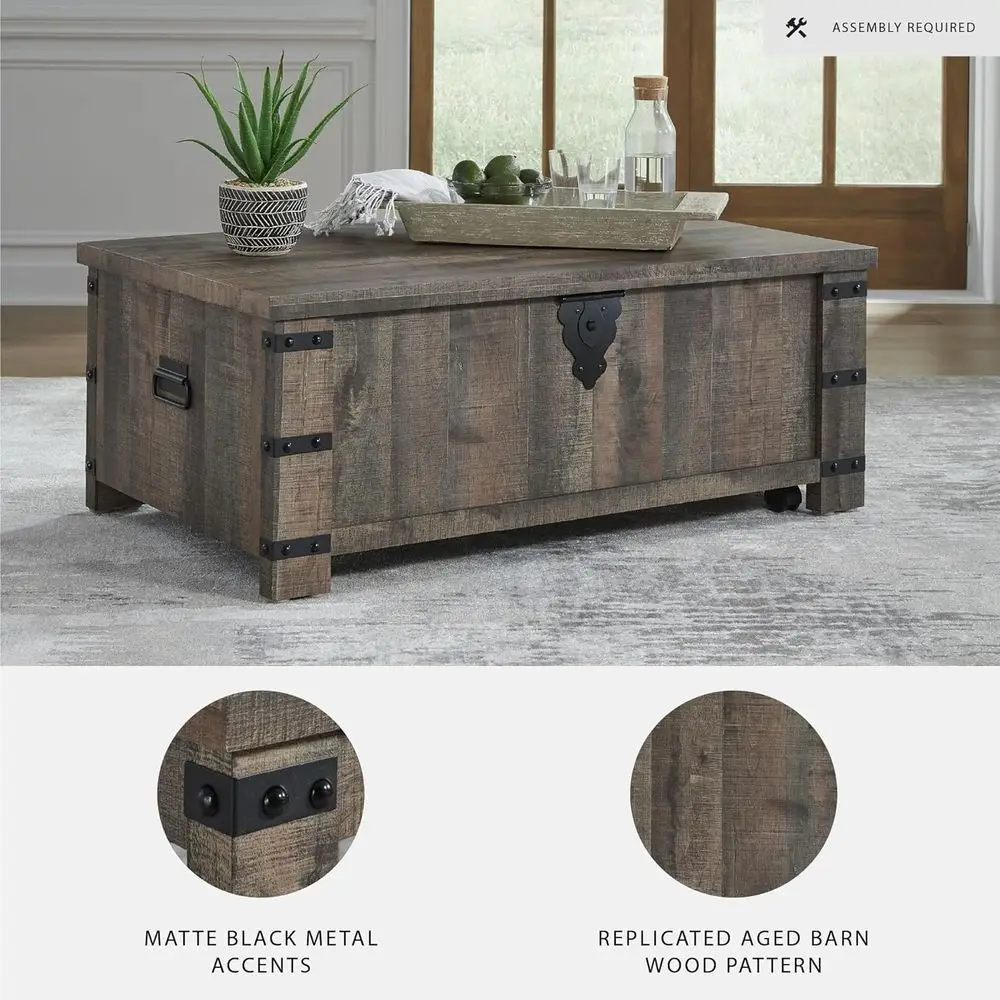 Tavolino da caffè rustico casual, marrone e nero