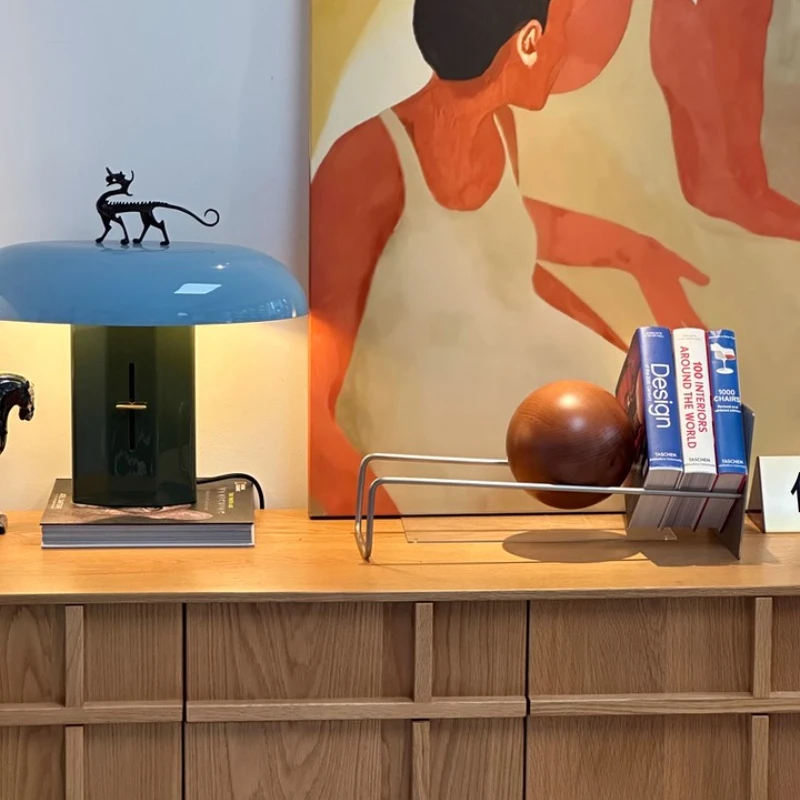 Mid-Century Style Bookshelf Solid Wood Ball-Bearing Magazine Holder Creative Modern Desk Organizer Artistic Home Display Shelf