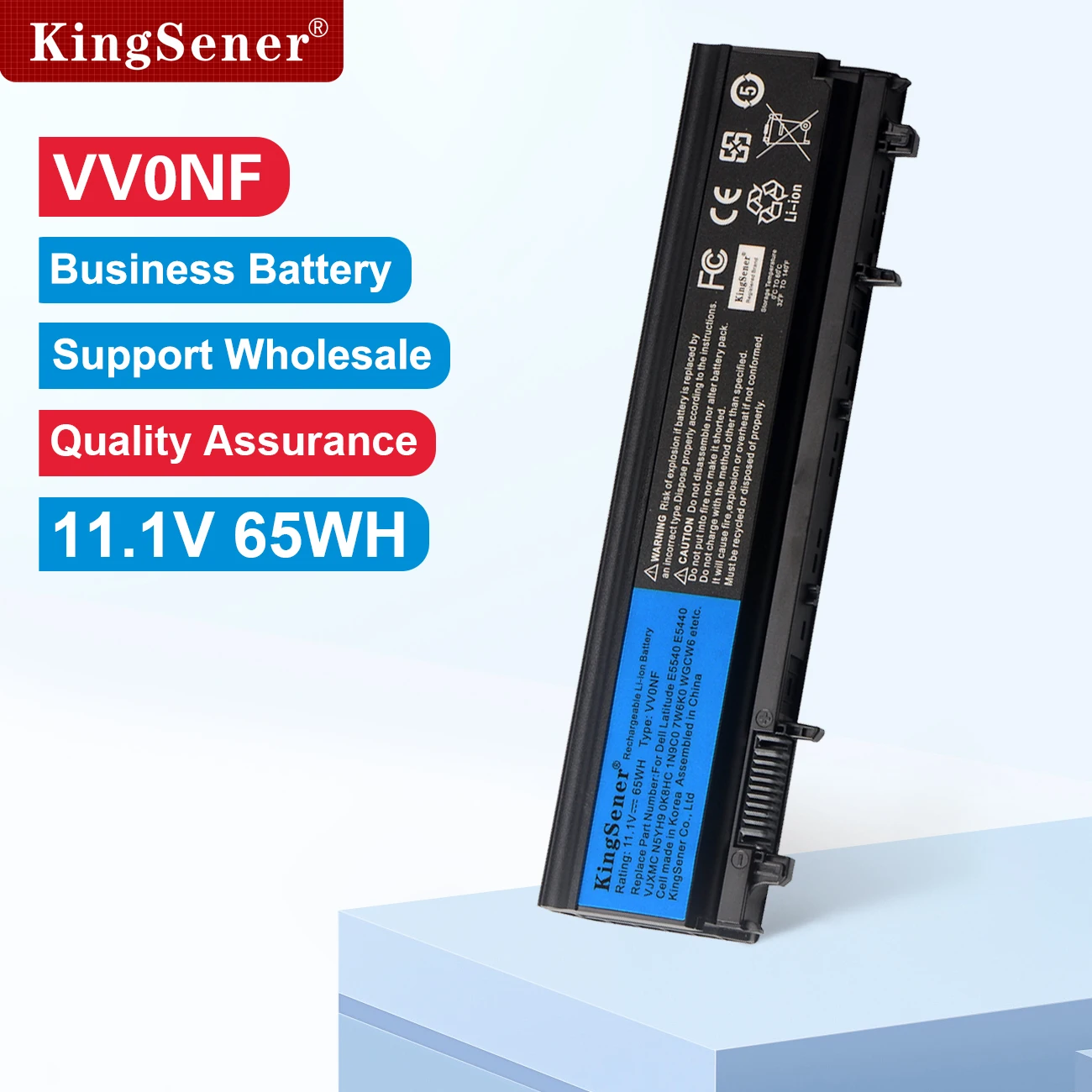 

KingSener E5440 VV0NF Laptop Battery for DELL Latitude E5440 E5540 Series Notebook VJXMC N5YH9 0K8HC 7W6K0 FT6D9 11.1V 65WH