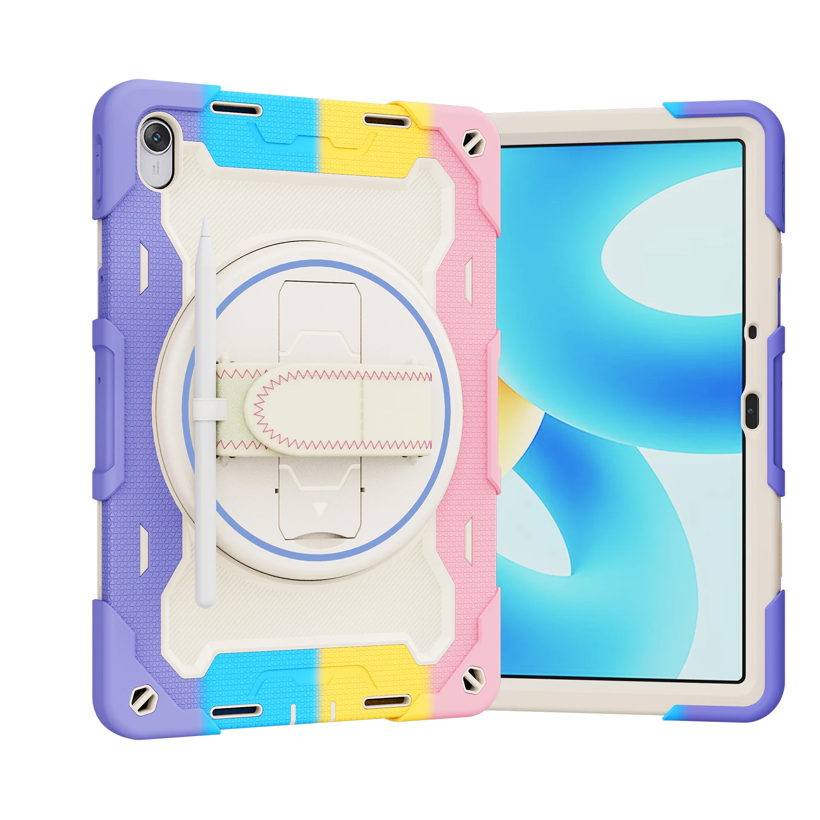 

Прочный чехол для Huawei MatePad 11.5 11 SE 10.4 10.1 T10 T10S, бронированный чехол-подставка с вращающимся на 360 градусов ремешком на руку, противоударный чехол