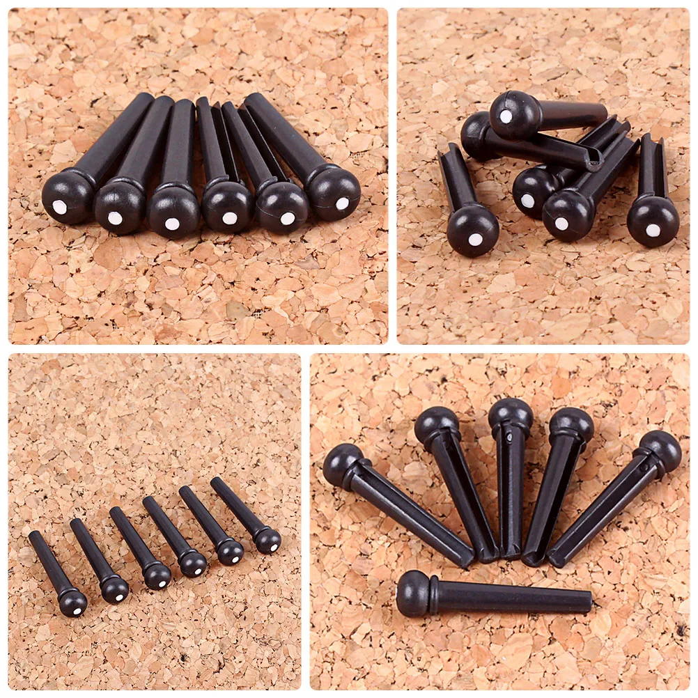

6 Pcs Guitar Bridge Pins Steel String Nails Bulk Accessories for Acoustic Bass Bone Replacement Studs Melodious Sound
