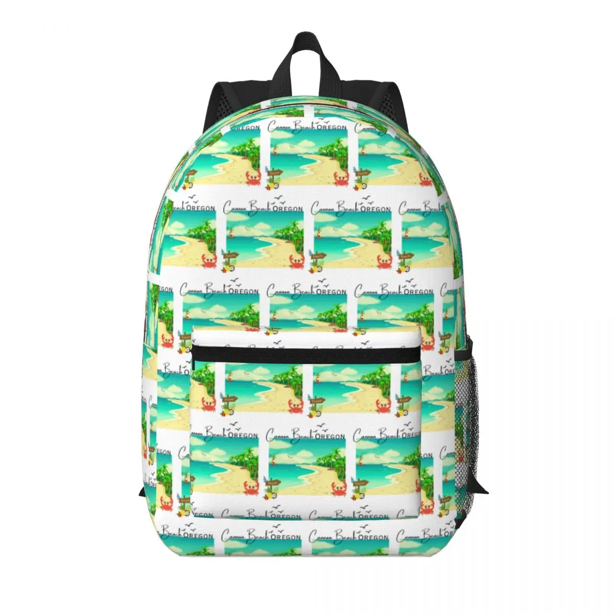 Beach Crab Scene Cannon Student Backpack School Bag Hiking Travel Daypack for Boys Girls Bookbag Shoulder Bags