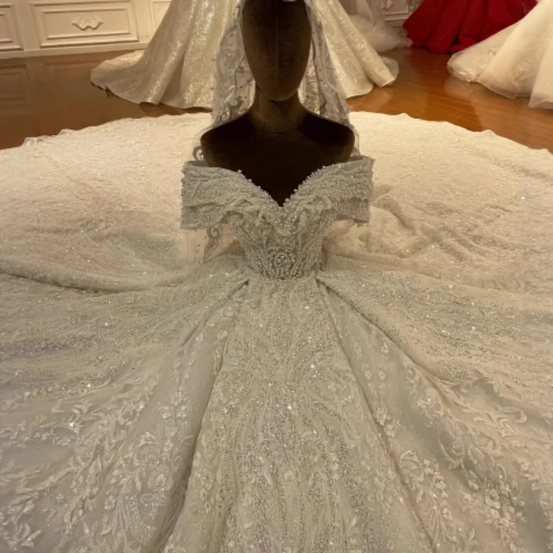 Evening Dress Heavy Industry Lace Slim Skinny Fishtail Banquet Party Wedding Dress