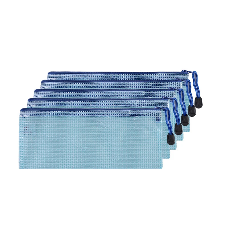 5-20pcs/set Mesh Zipper Pouch Document Bag Waterproof Zip File Folders A6 School Office Supplies Pencil Case Storage Bags