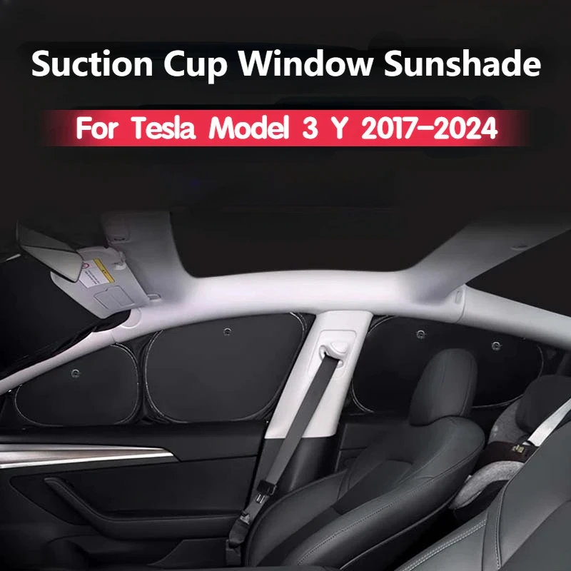 Suction Cup Window Sunshade for Tesla Model 3/Y/3+ 2017-2024 Sunshade Camping Privacy Blind Shading Heat Insulation Accessories