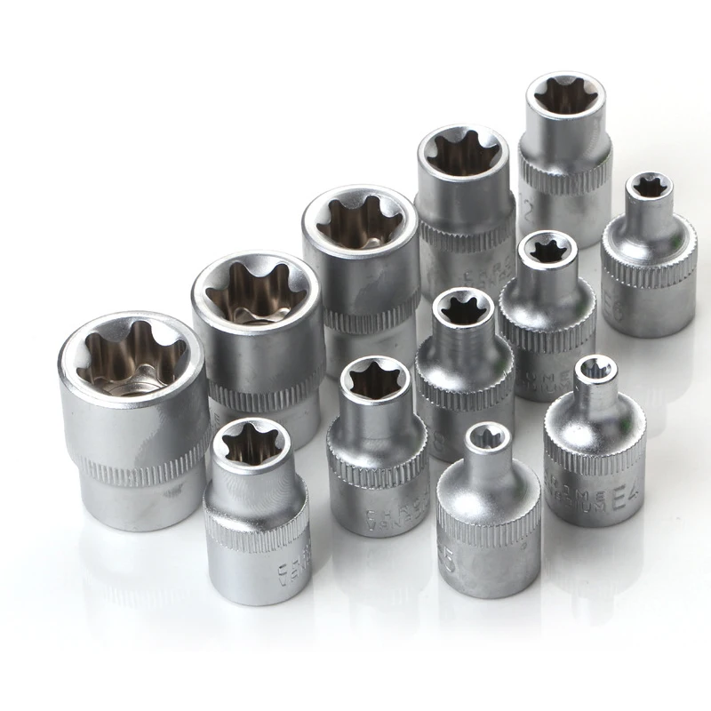 -A65I 34Pcs Torx Socket Set Triple Square Socket Set Torx Bit Socket Set Star Bit Set Male Female Set