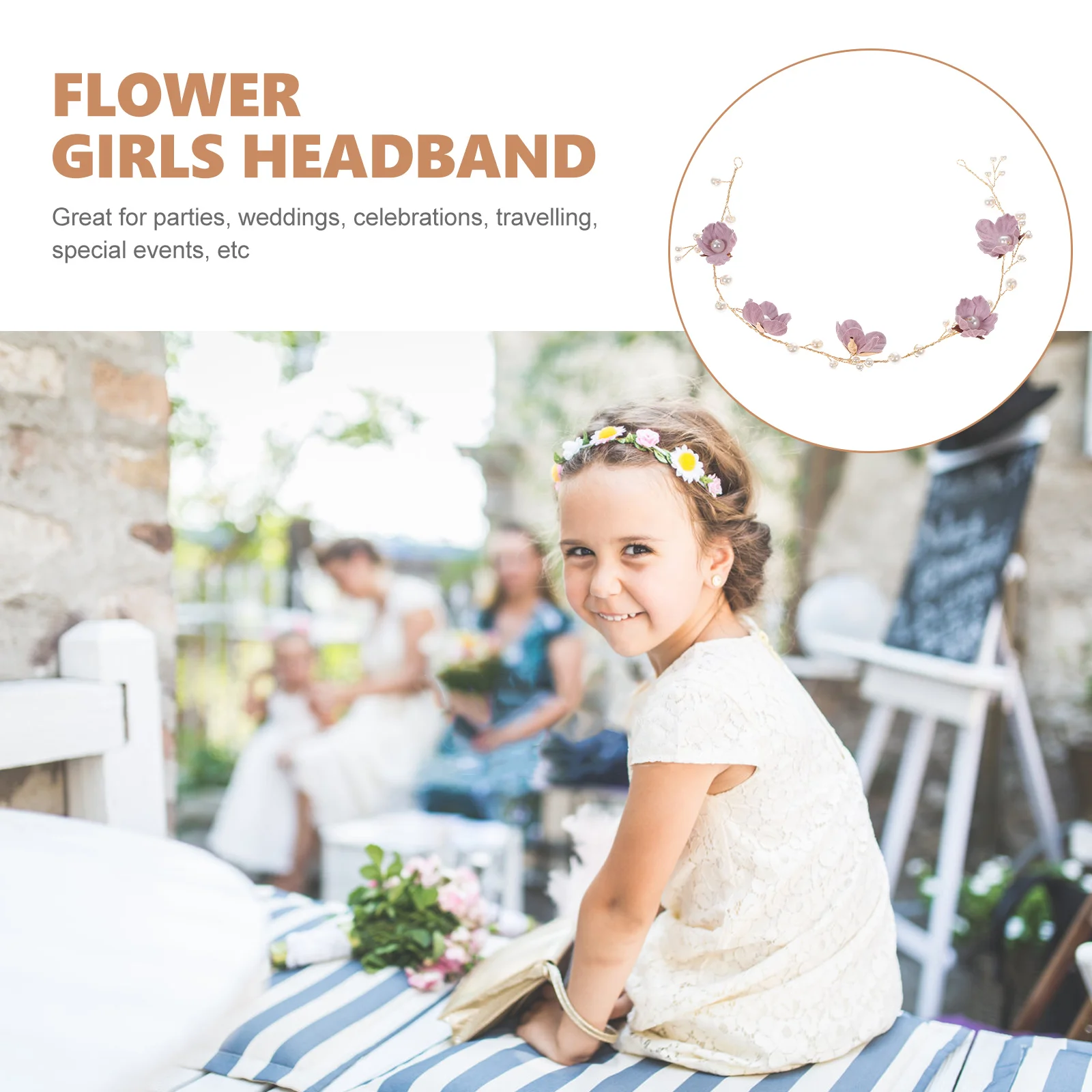 Couronne de Fleurs pour Fille, Perles Florales pour Enfants, Bande de Sauna, Guirxiété pour Festival, ixde Mariage, ED119