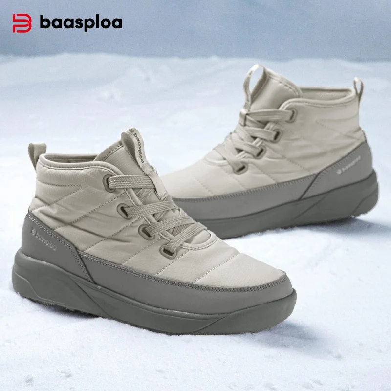 Baasploa Women Ankle Boots Winter Plush Warm Walking Shoes Female Comfort Anti Splash Water Cotton Boots Non-Slip Wear Resistant
