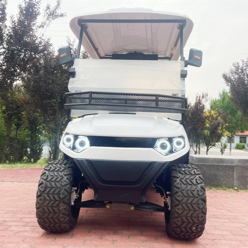 Best Factory Custom Color Logo Off Road Vehicle 4 Seater Electric Golf Cart 12 Inch Tires Front Basket With Folding Windshield