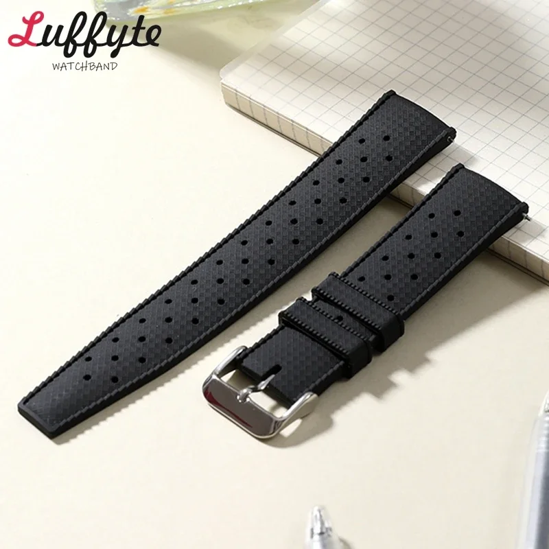 Porous Breathable Soft Rubber Quick Release Watch Straps 18mm 20mm 22mm Universal Sports Silicone Wrist Band