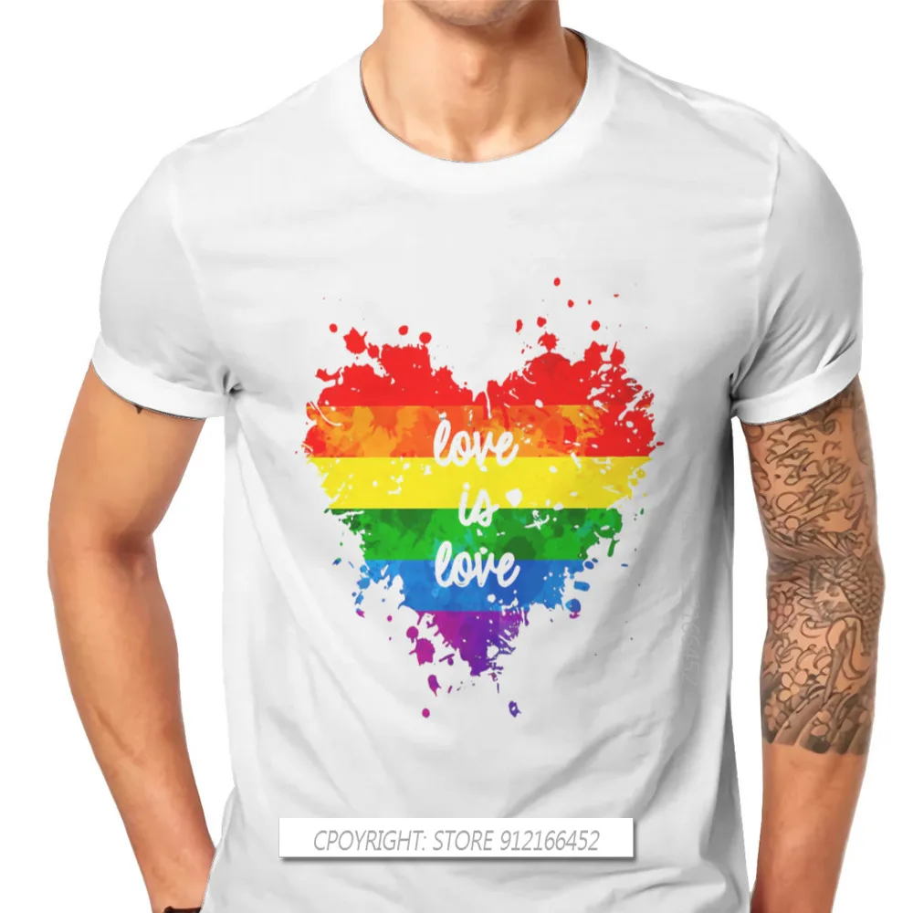 

Love Is Love Heart Hipster TShirts LGBT Pride Month Lesbian Gay Bisexual Transgender Men Streetwear T Shirt O Neck Clothing