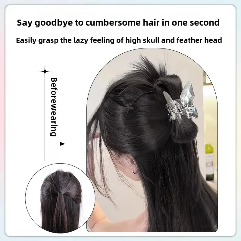 شبه تعادل حورية البحر كريستال القوس الدجاج ريشة شعر مستعار الذيل شعر مستعار كليب على عش الدجاج الكرة الشعر الدائري وهمية الذيل شعر مستعار للشعر الآسيوي