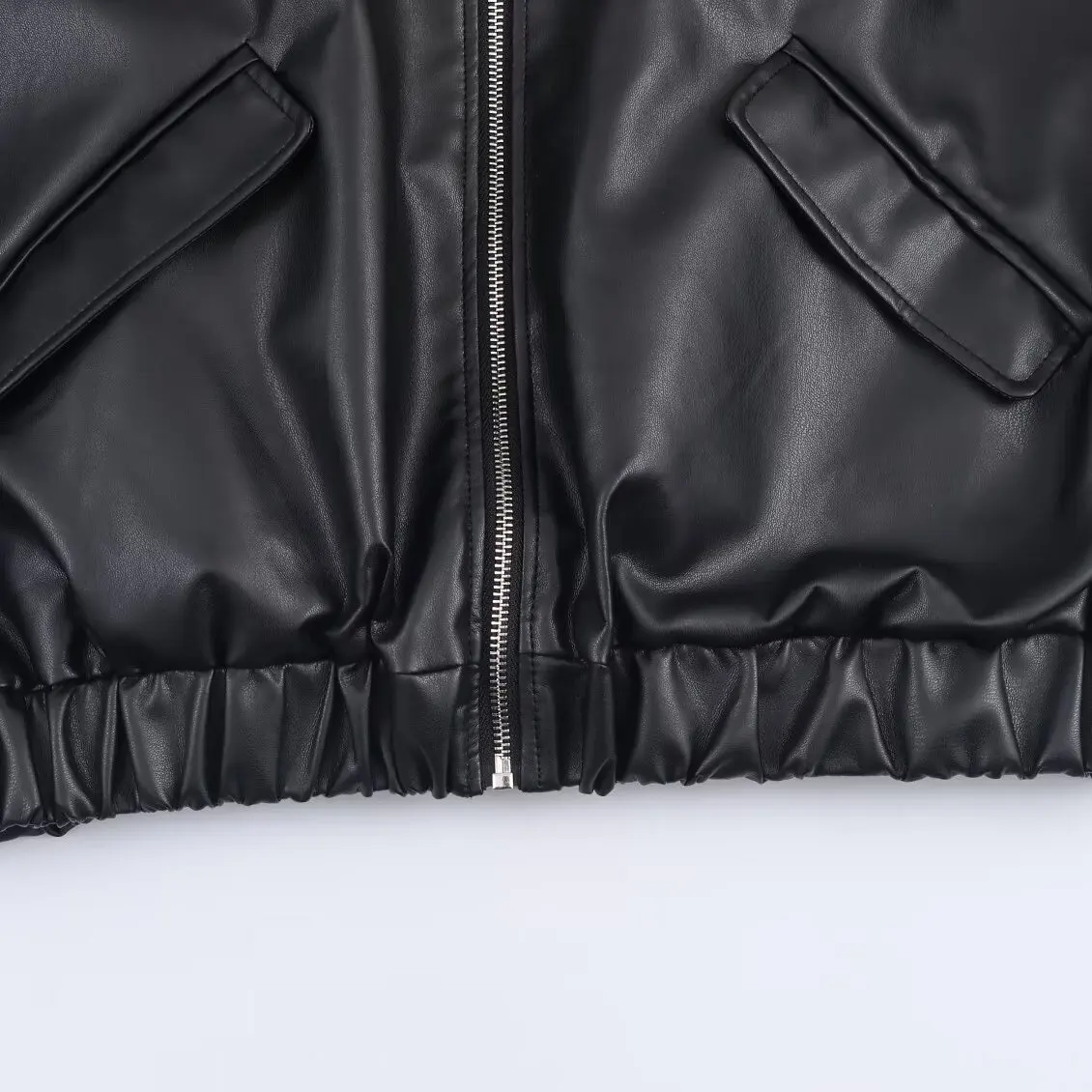 JNLEAOG Faionable Patchwork cuir effet Jaet femmes automne nouveau Design Sle sens tout-Match ort vêtements d'extérieur